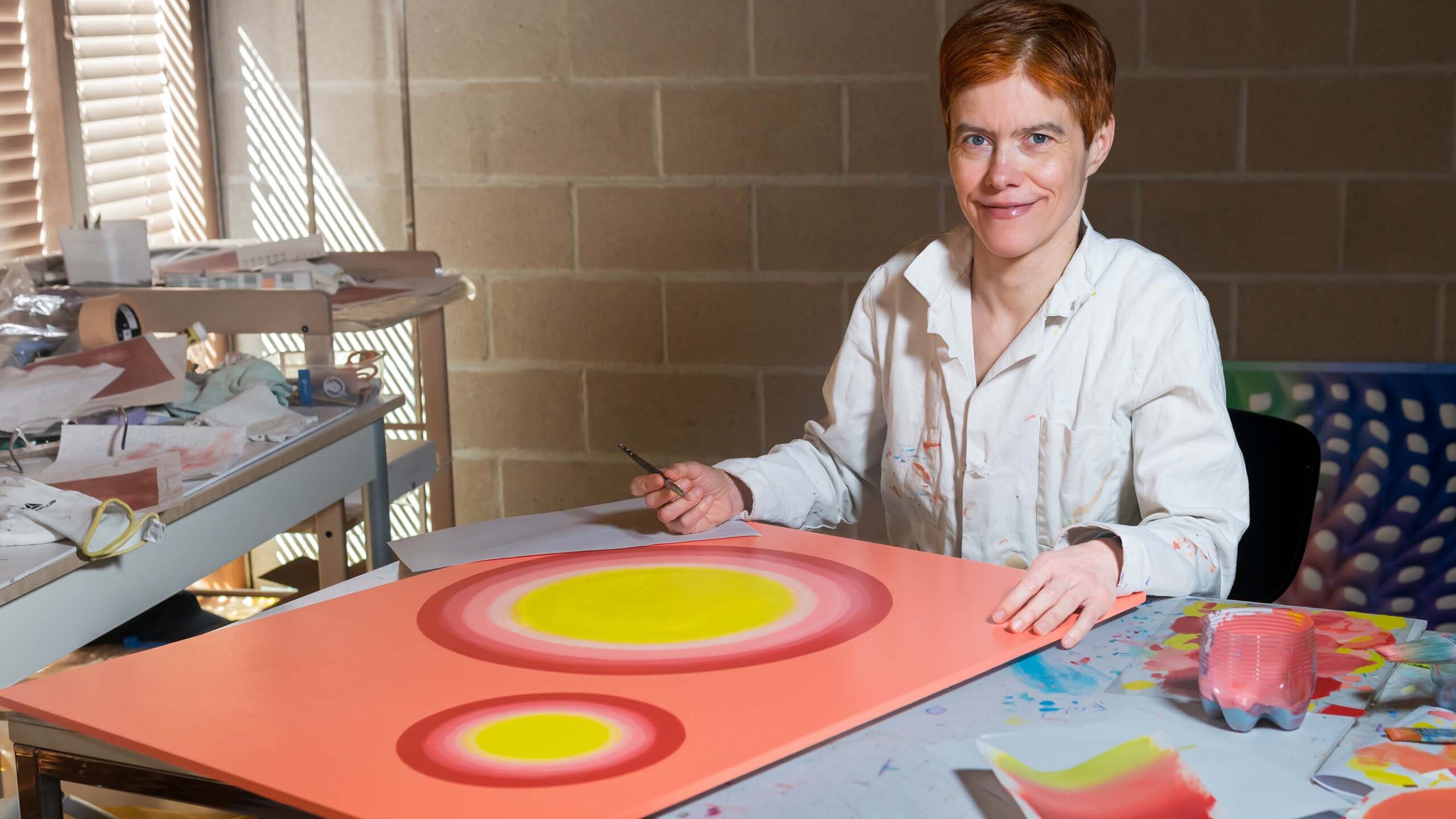 Catherine working on Wall Sculpture _Arcadia_